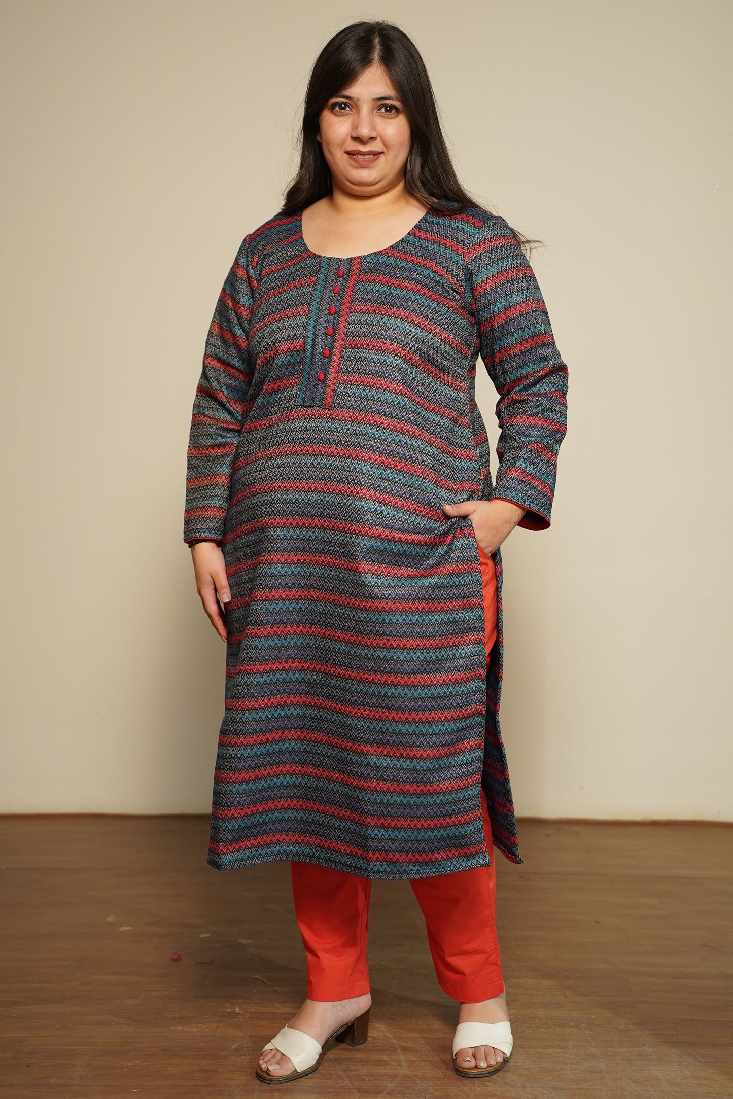 Nautical Flame Woollen Kurta