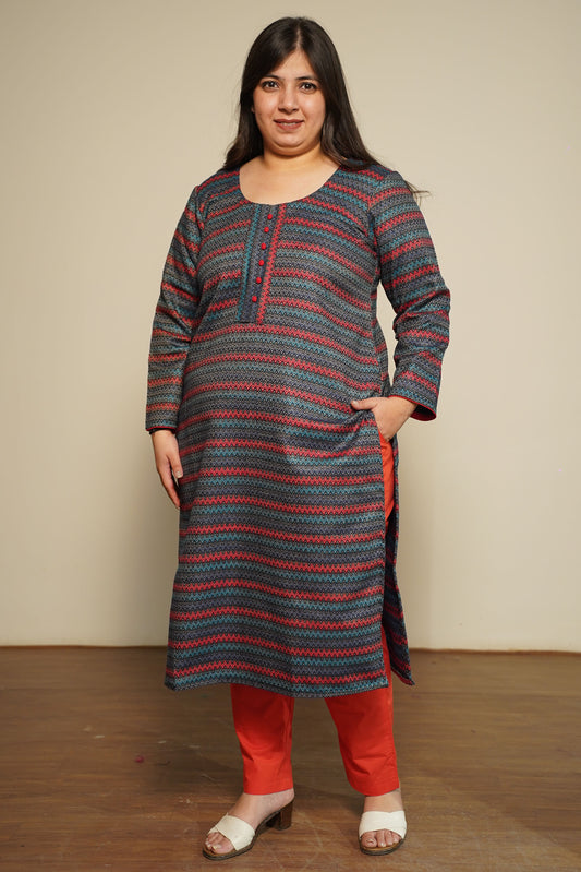Nautical Flame Woollen Kurta Set