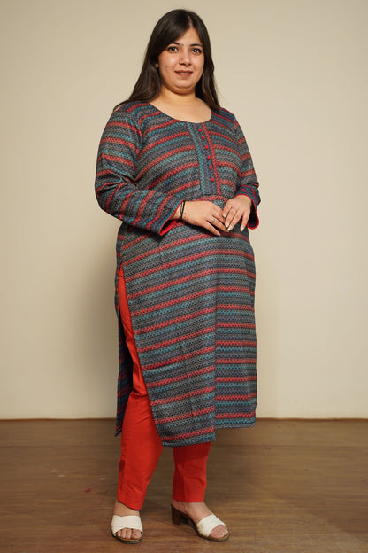 Nautical Flame Woollen Kurta Set