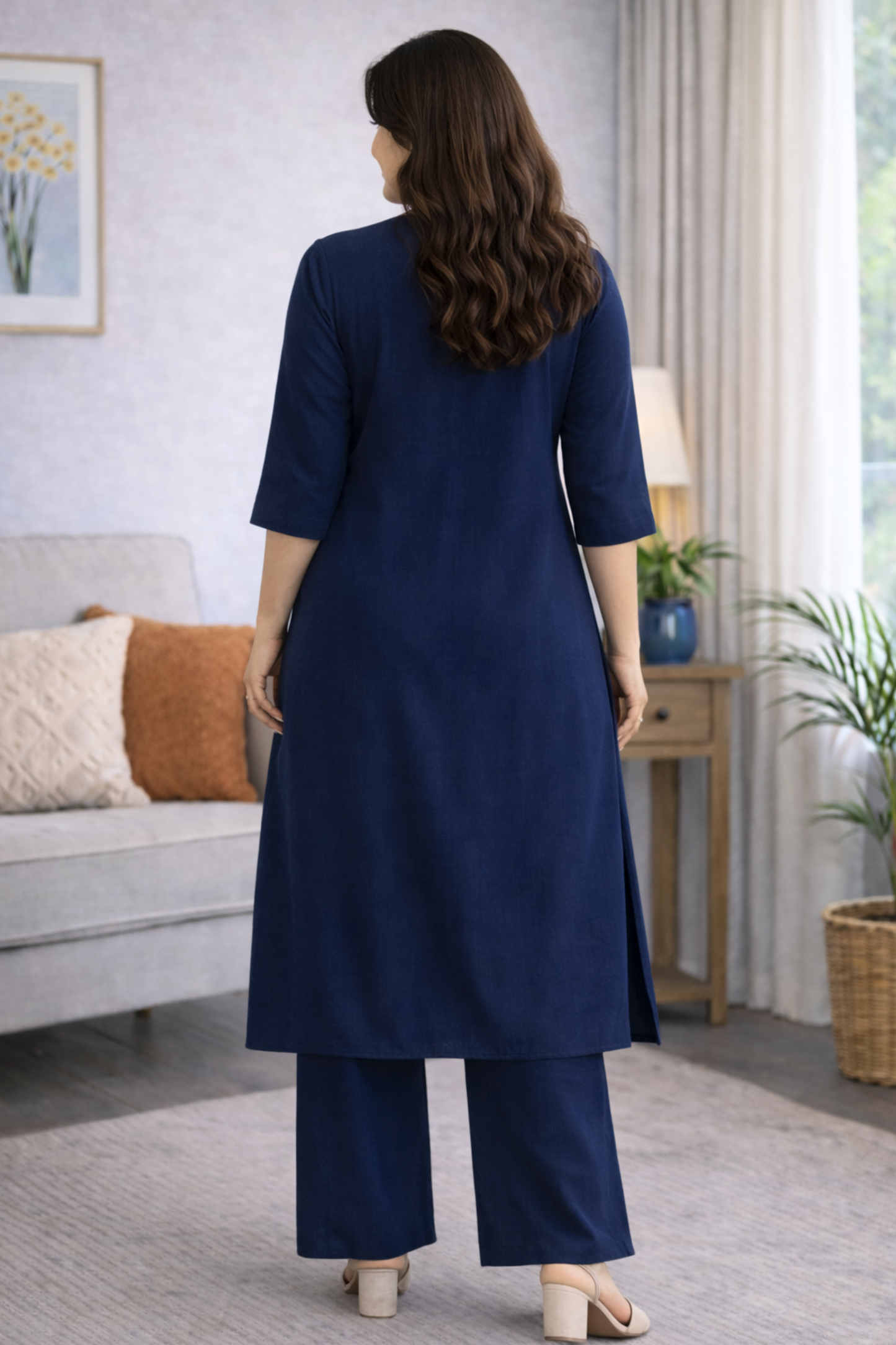 Indigo Ease A-line Kurta With Flared Pants