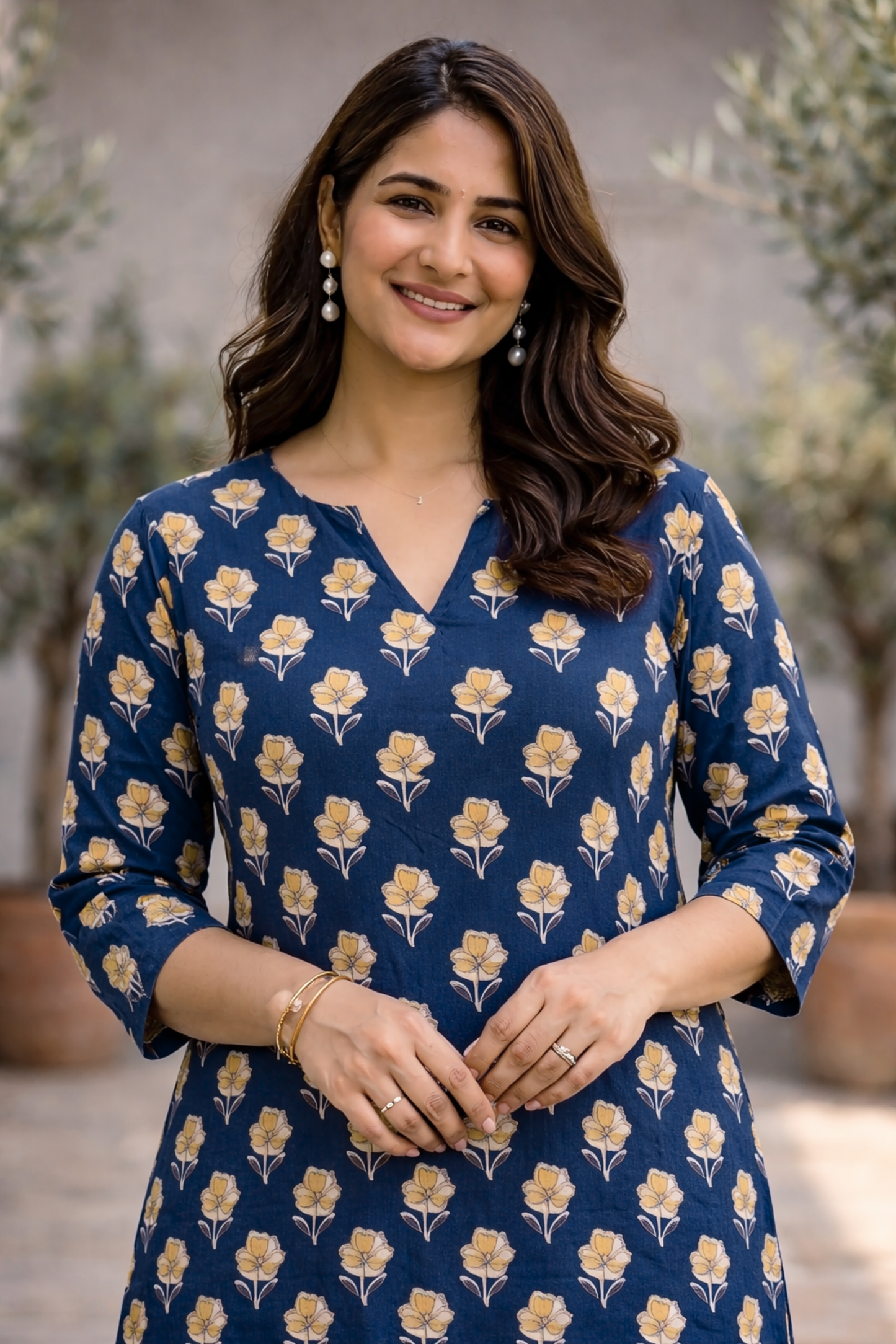 Blue Marigold Kali Cotton Kurta
