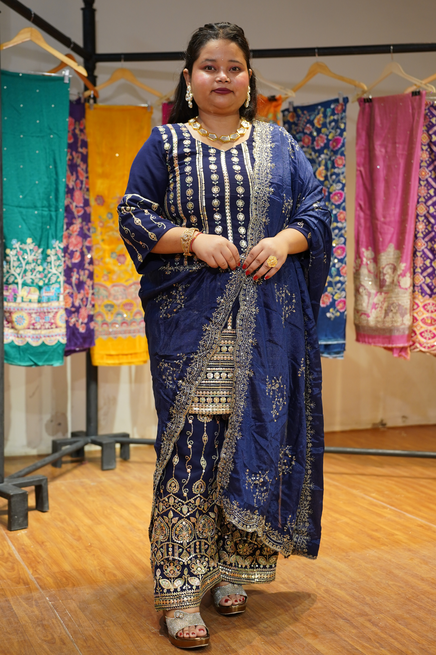 Midnight Muse Embroidered Georgette Suit