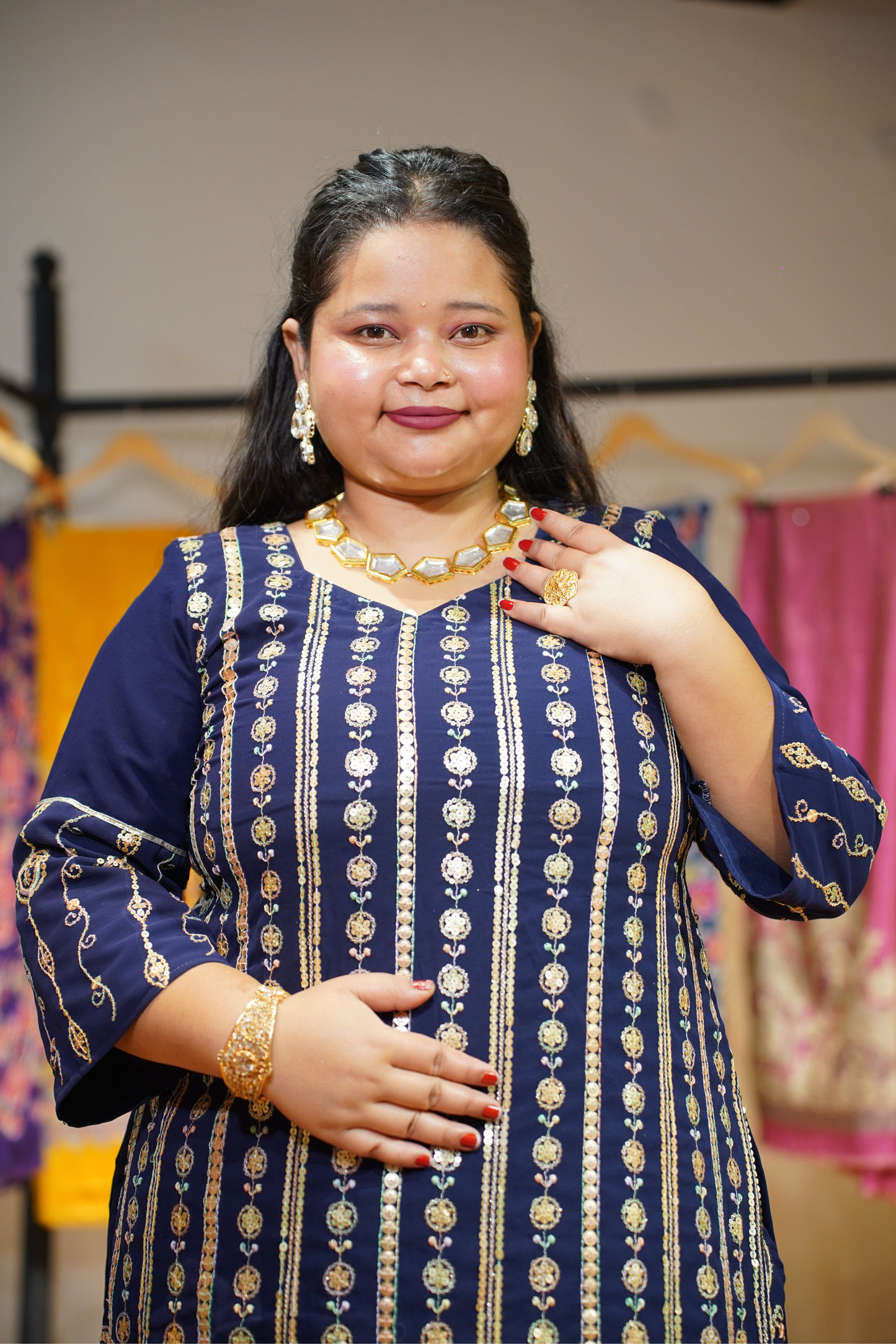 Midnight Muse Embroidered Georgette Suit