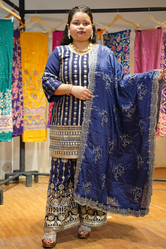 Midnight Muse Embroidered Georgette Suit