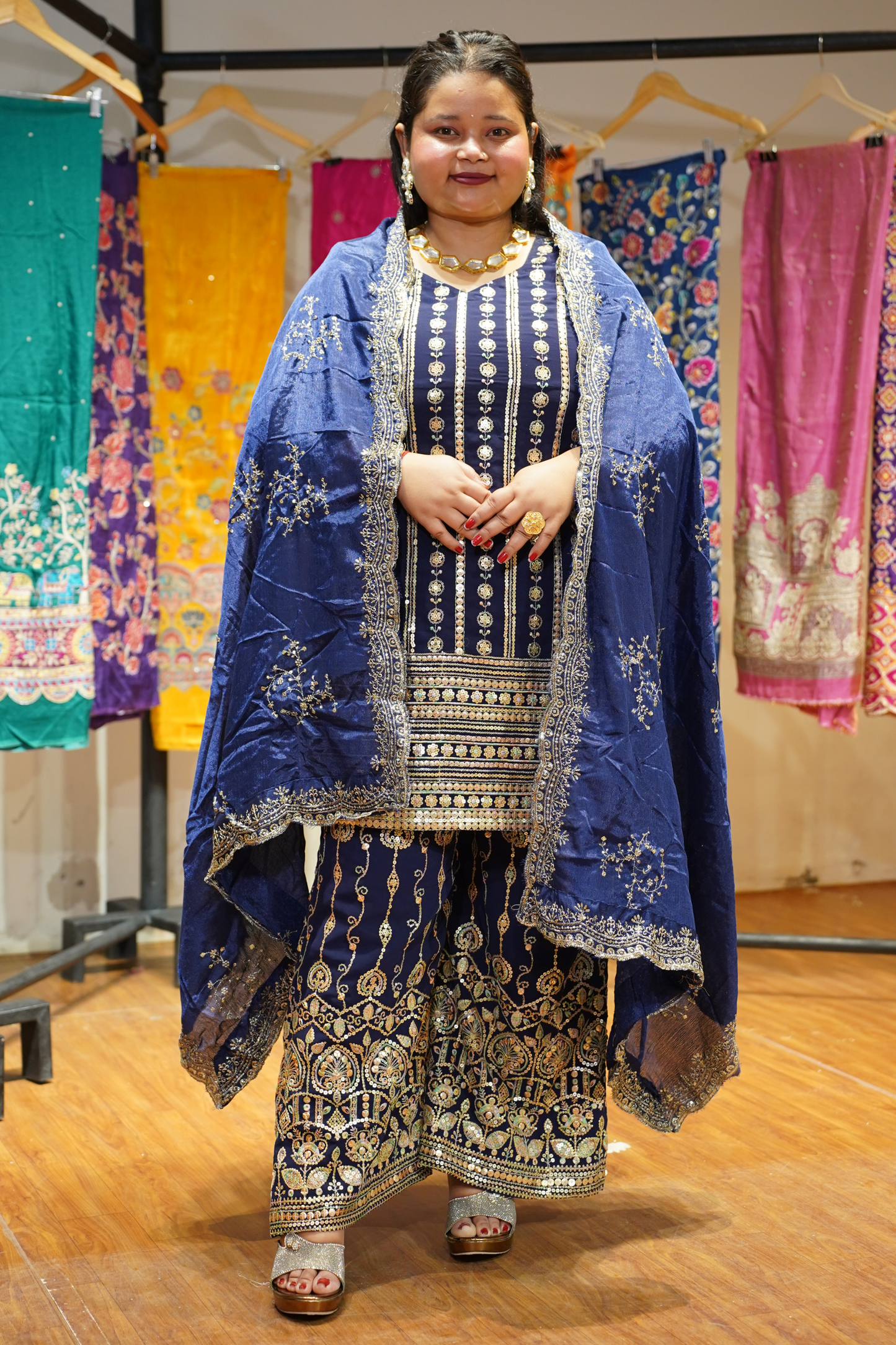 Midnight Muse Embroidered Georgette Suit