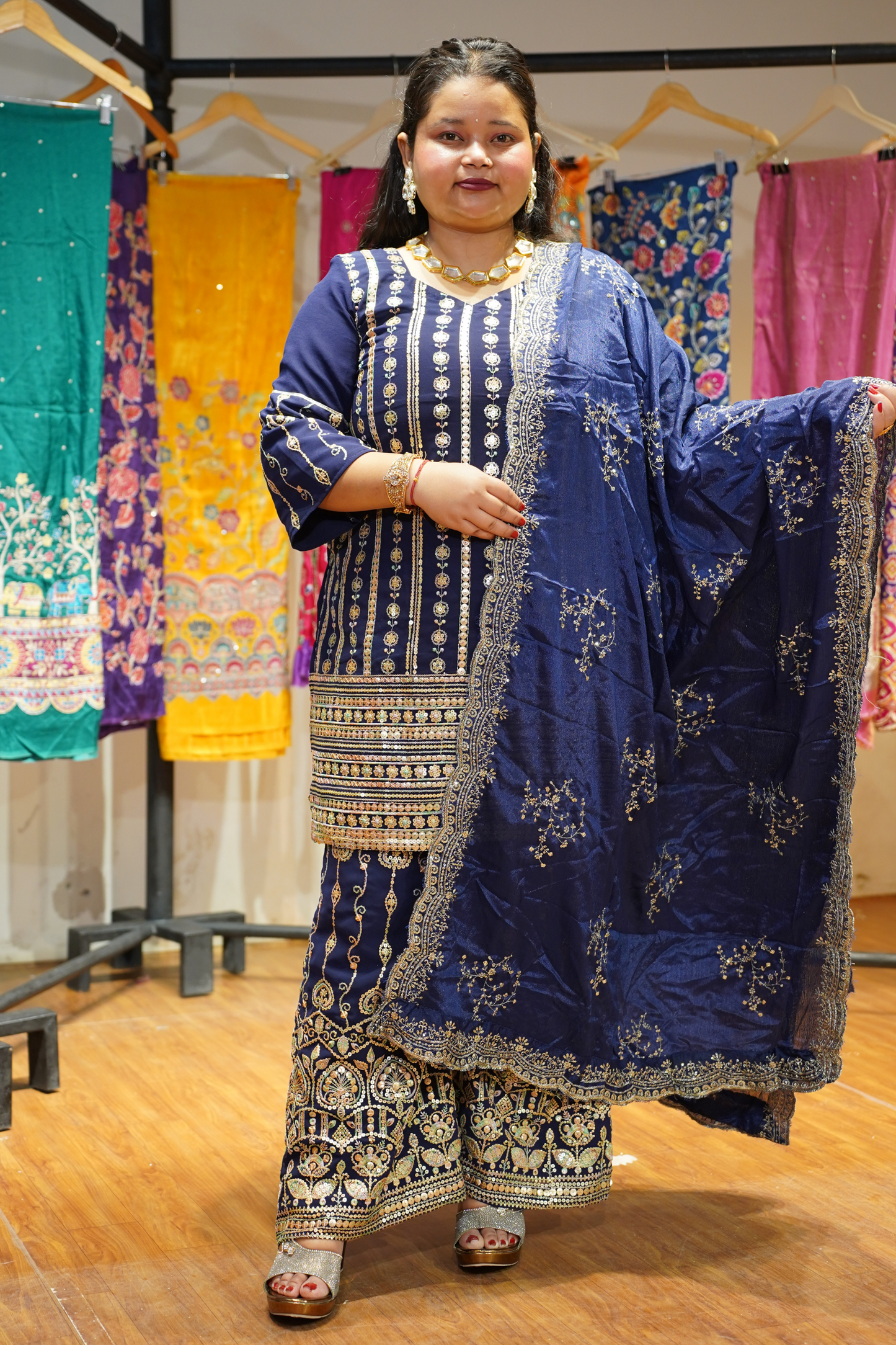 Midnight Muse Embroidered Georgette Suit