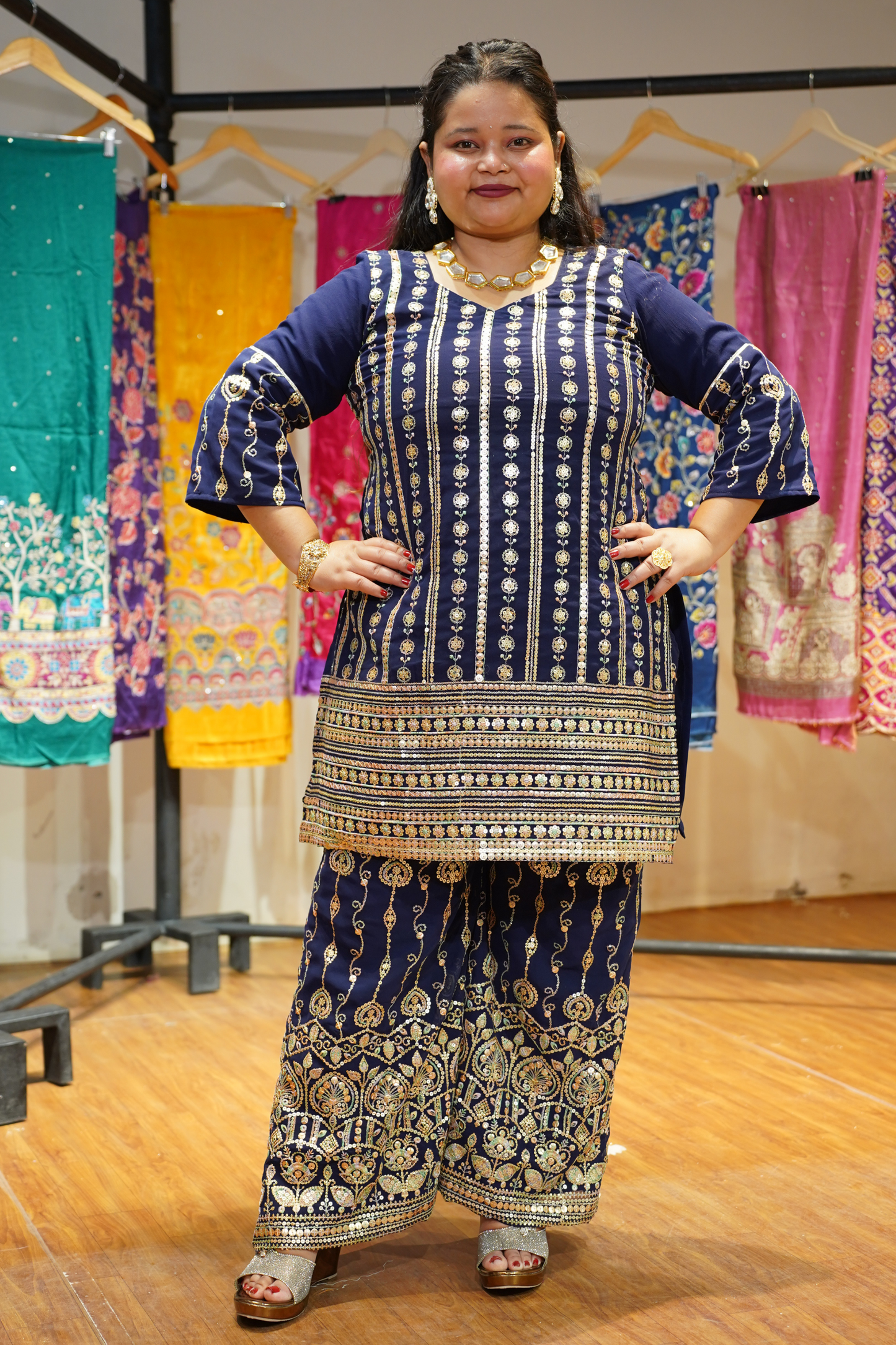 Midnight Muse Embroidered Georgette Suit