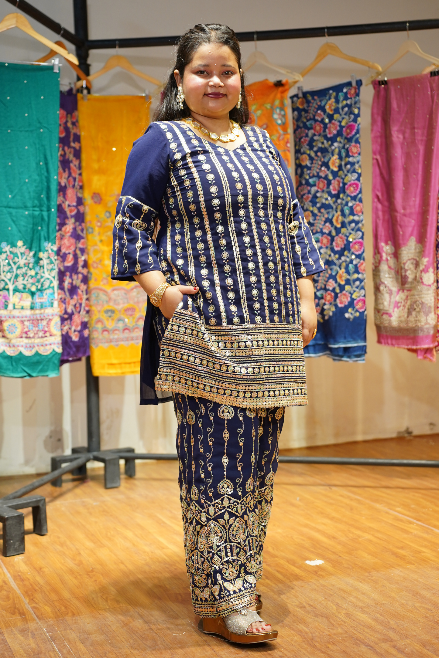 Midnight Muse Embroidered Georgette Suit