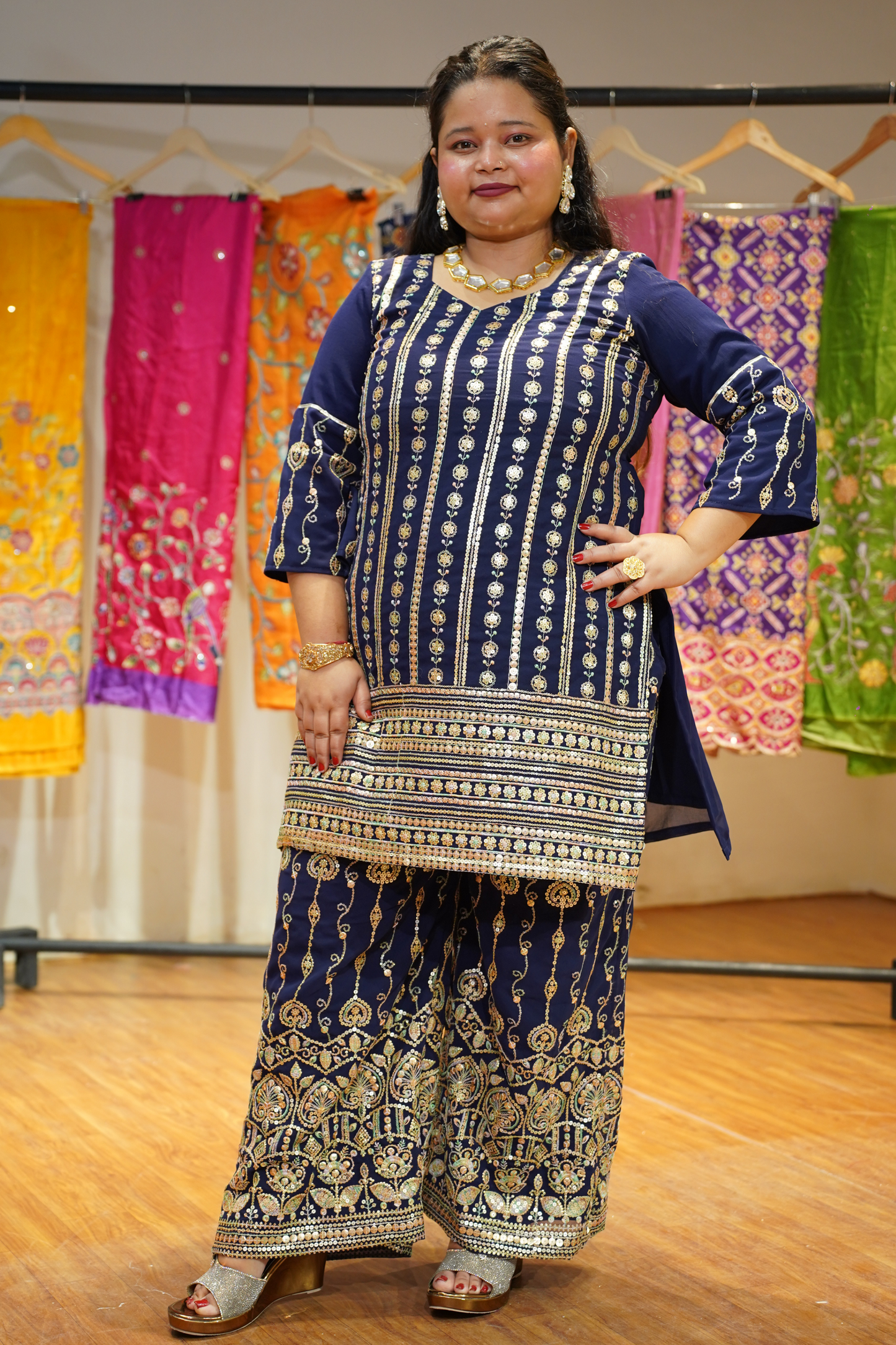 Midnight Muse Embroidered Georgette Suit