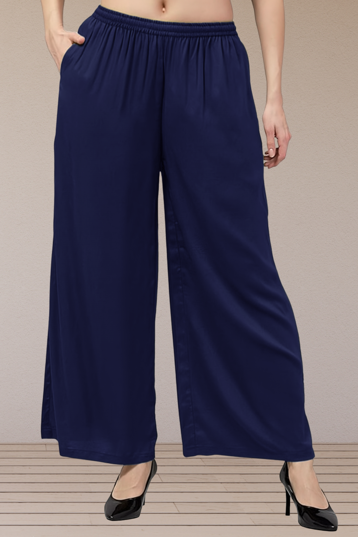 Navy Blue Flared Palazzo Pant