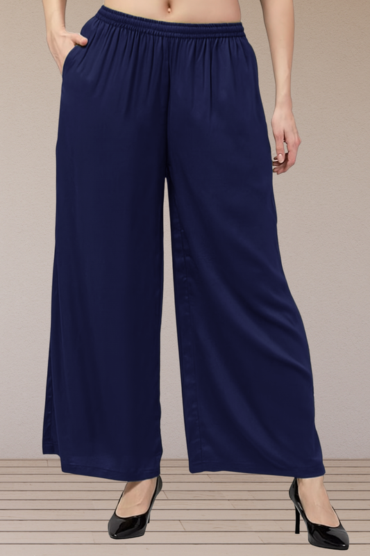 Navy Blue Flared Palazzo Pant