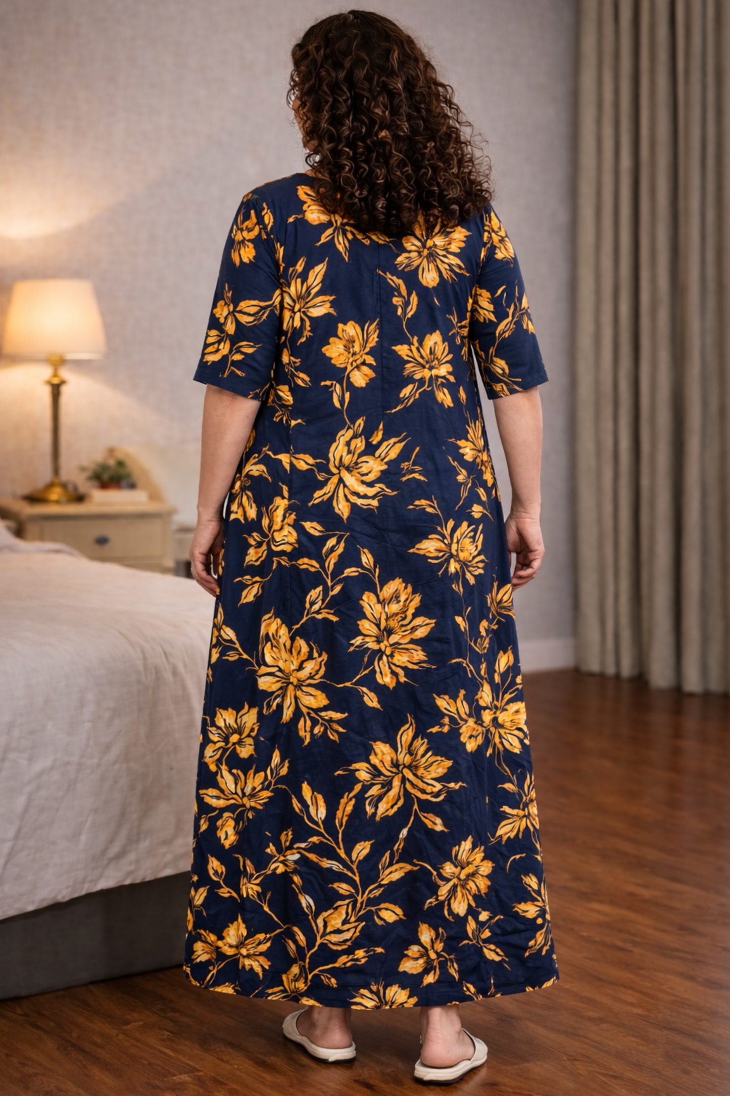 Autumn Noir Floral Night Gown