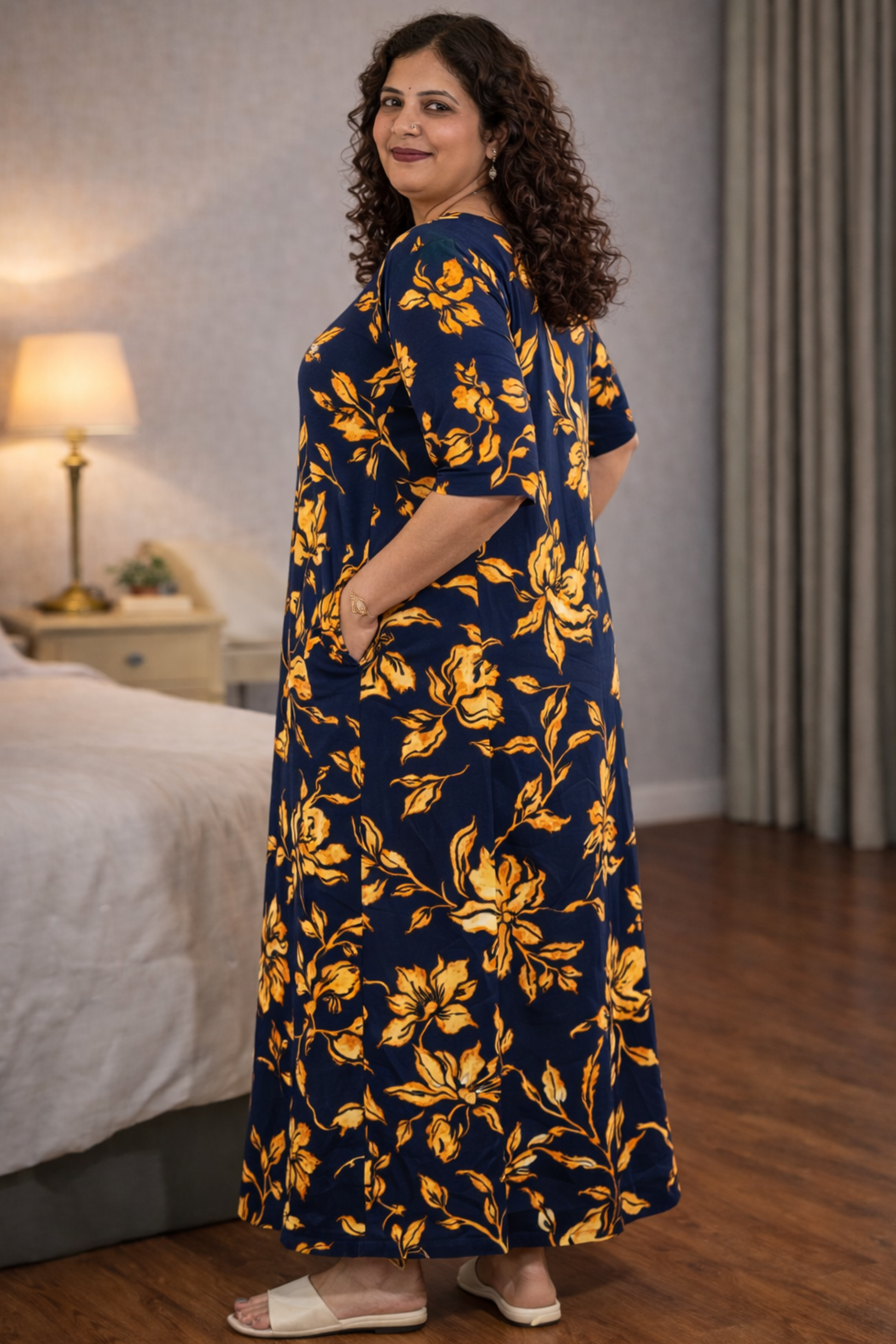 Autumn Noir Floral Night Gown