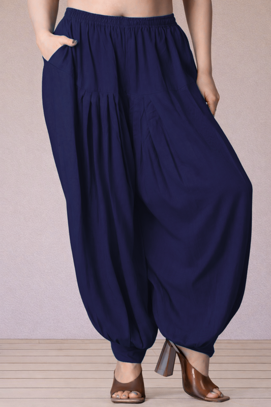 Navy Blue Rayon Afghani Salwar