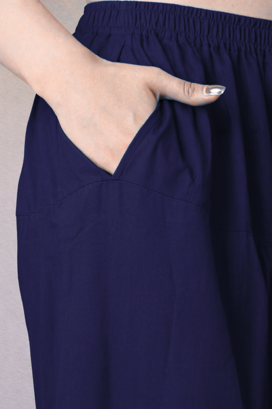 Navy Blue Rayon Afghani Salwar