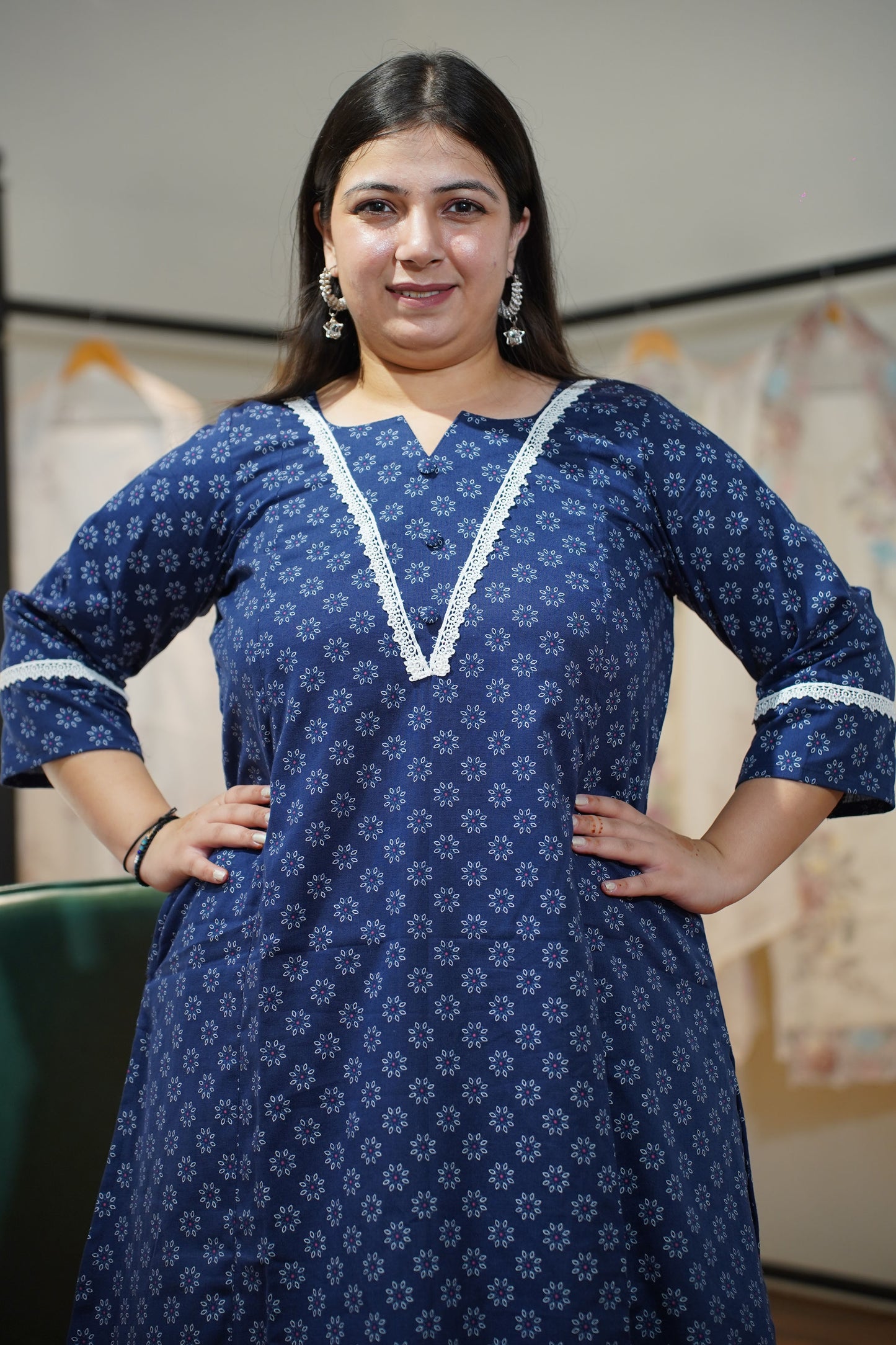 Neel Gul A-line Cotton Kurta