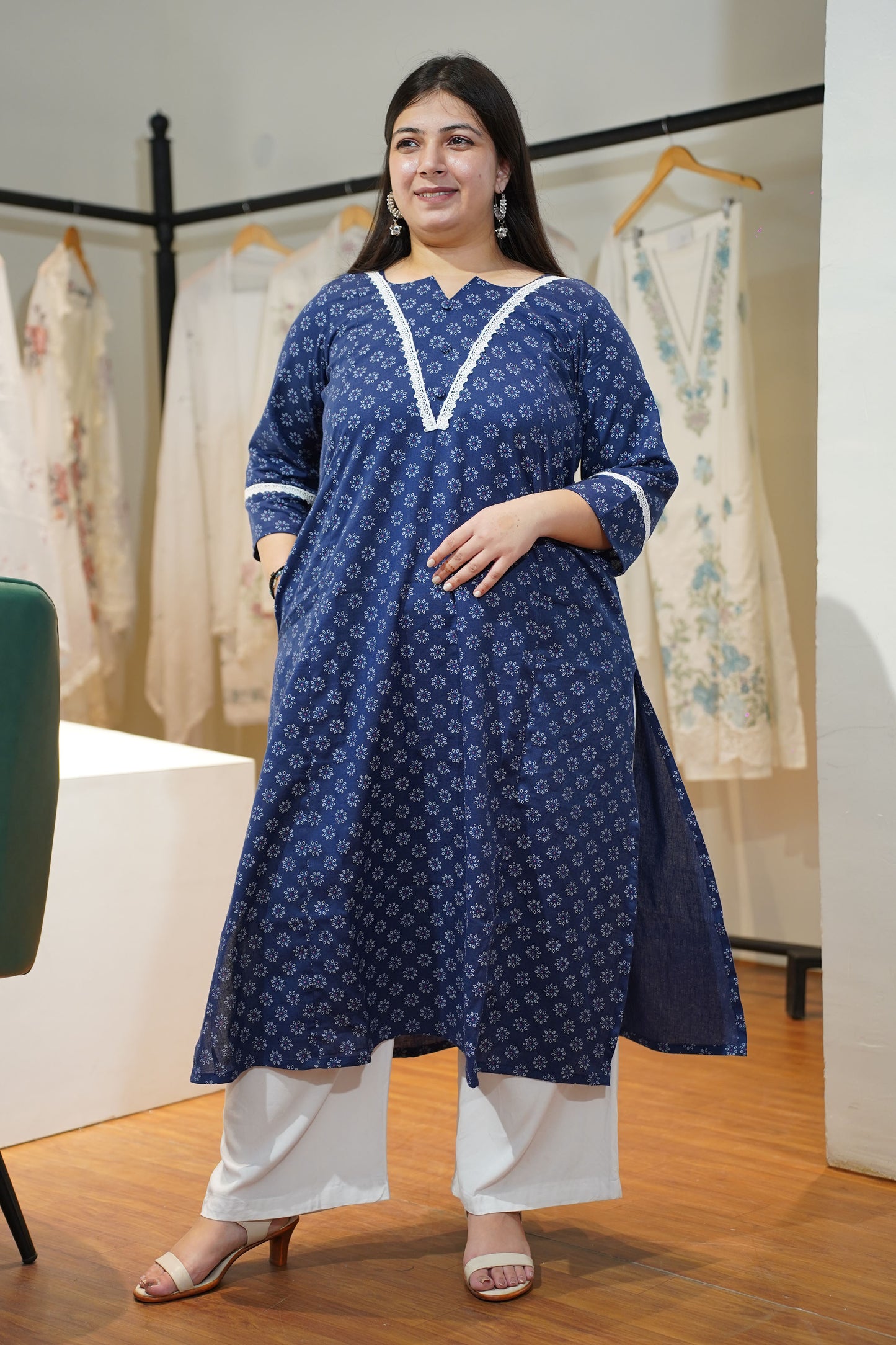 Neel Gul A-line Cotton Kurta