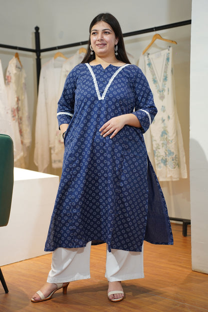 Neel Gul A-line Cotton Kurta
