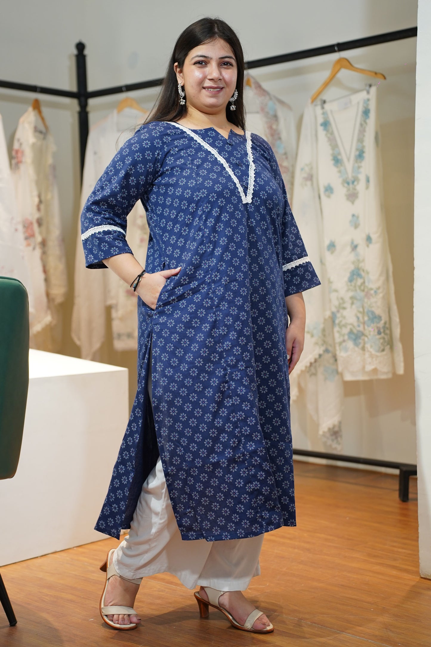 Neel Gul A-line Cotton Kurta