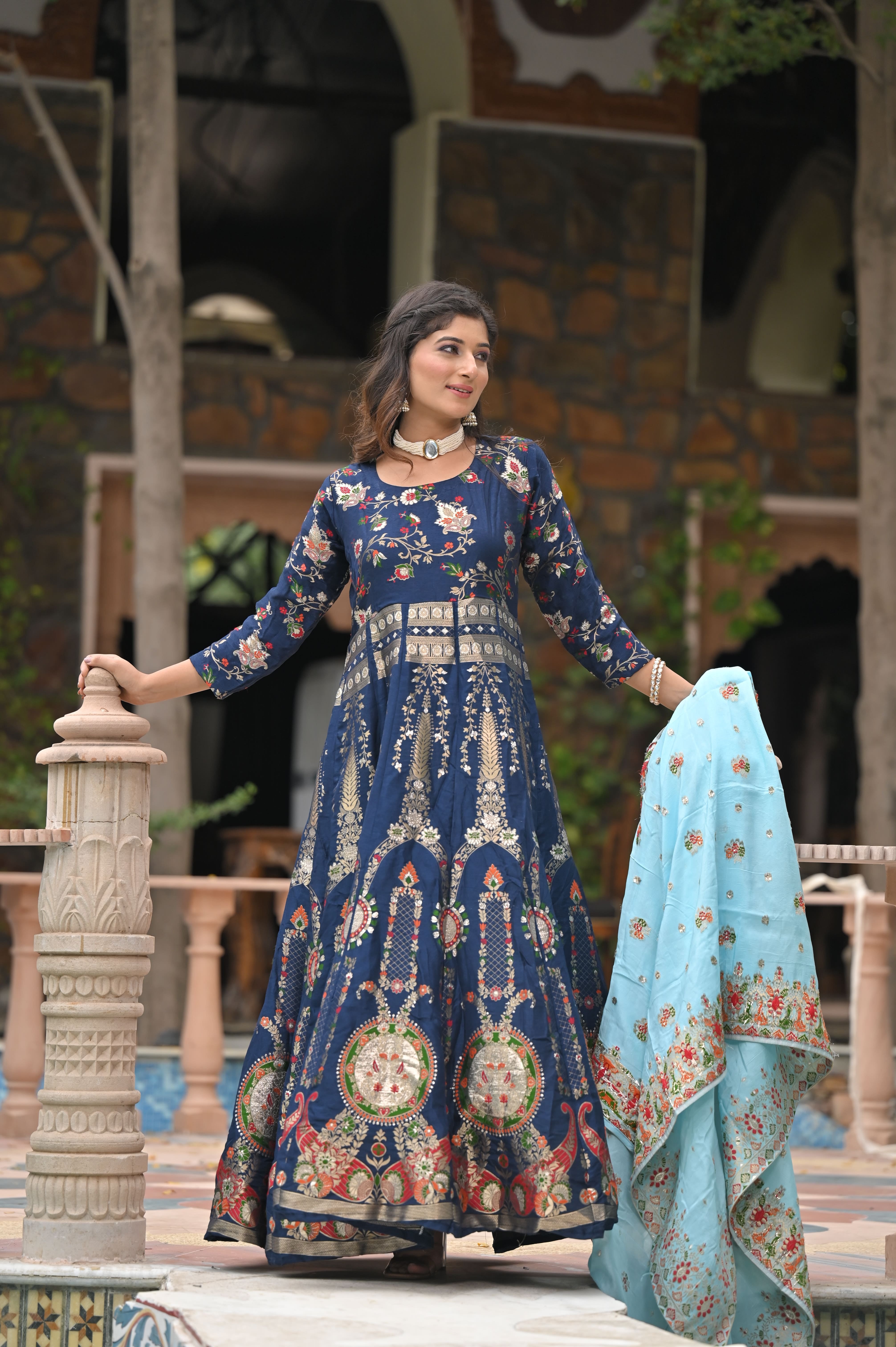 Absolute Peach Anarkali with Leggings and Net Sequenced Dupatta | Fashion  dresses, Women's fashion dresses, Indian designer outfits
