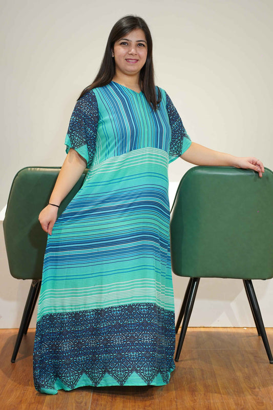 Neon Blue Striped Night Gown