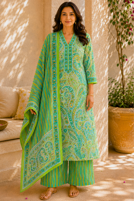 Lime Roselight Cotton Suit Set