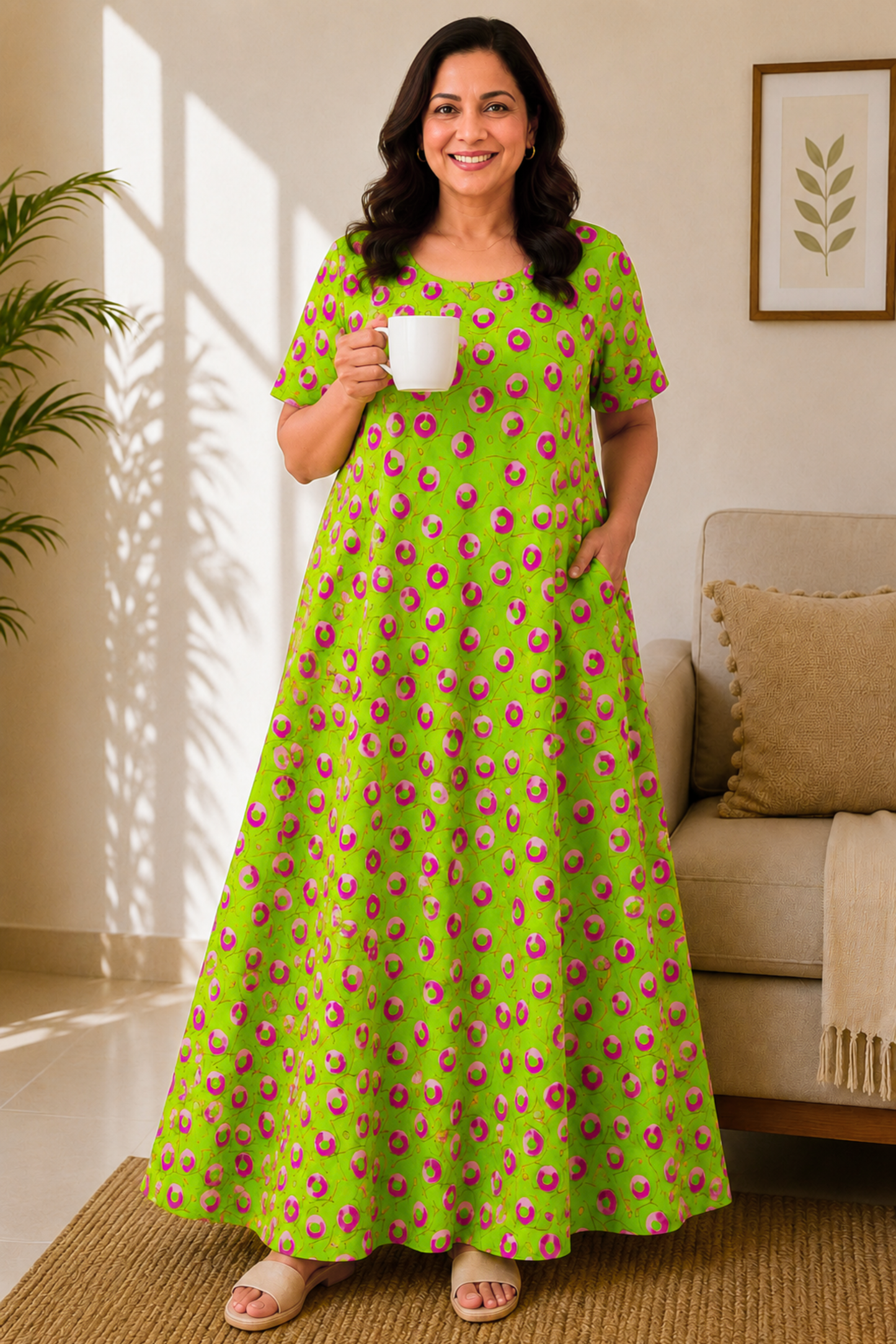 Painted Lime Rayon Night Gown