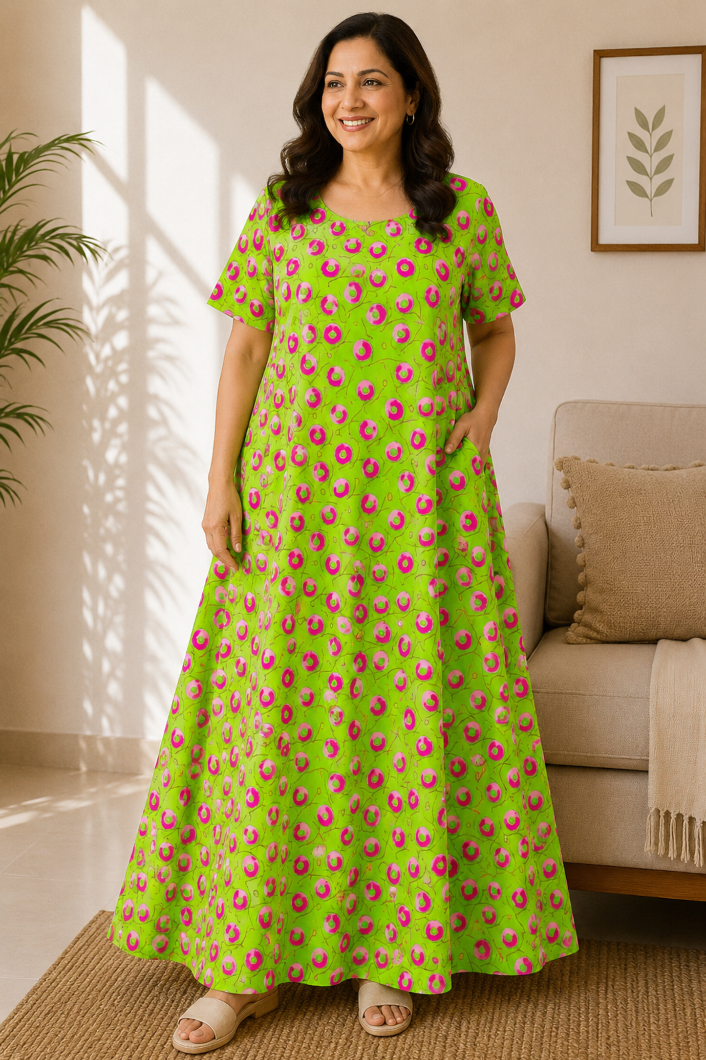 Painted Lime Rayon Night Gown