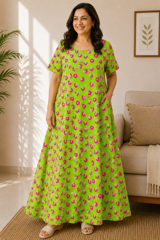 Painted Lime Rayon Night Gown