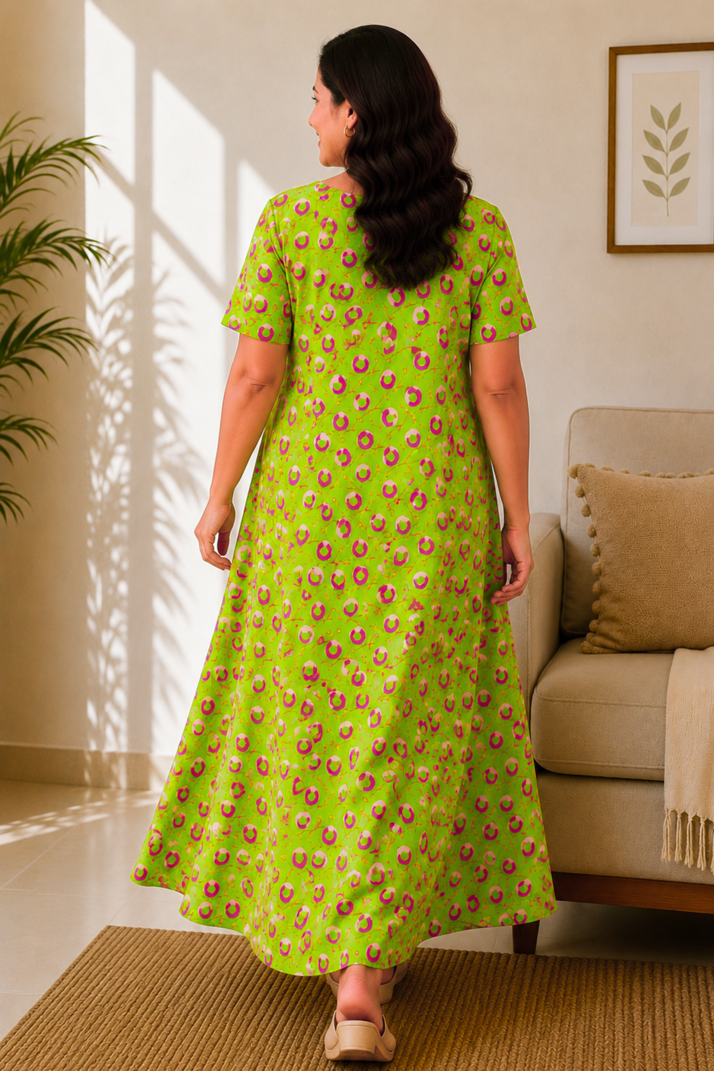 Painted Lime Rayon Night Gown