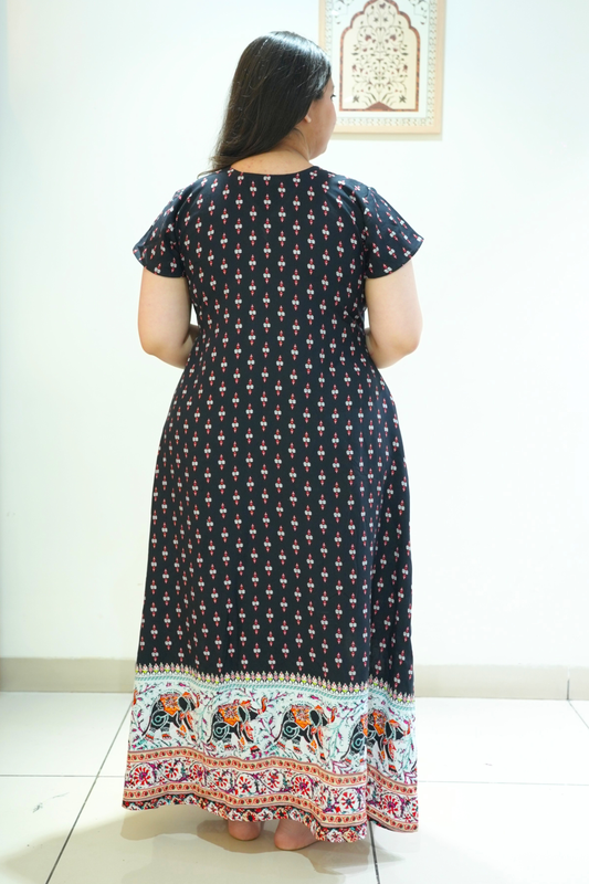 Black Bordered Rayon Night Gown