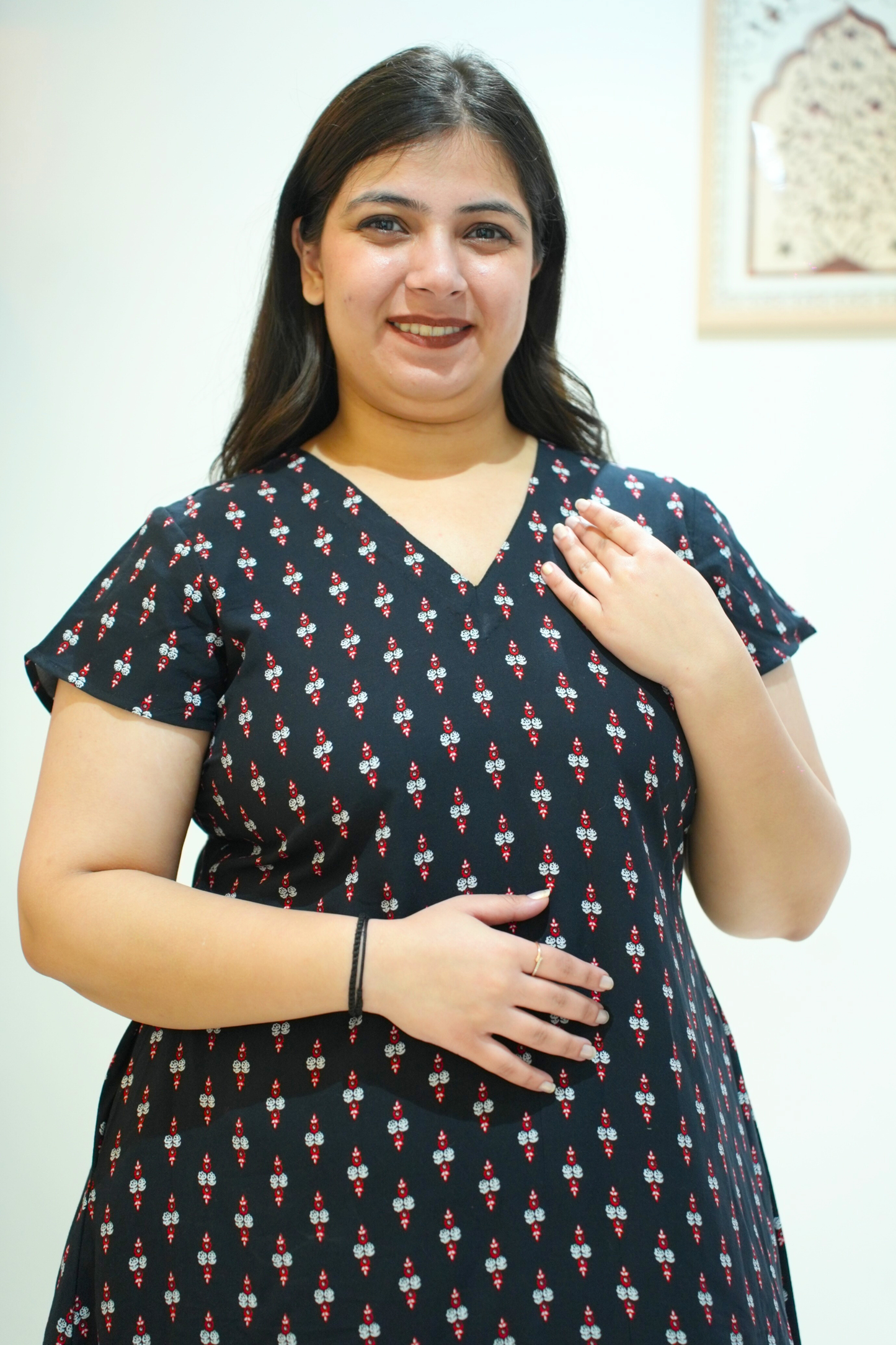 Black Bordered Rayon Night Gown