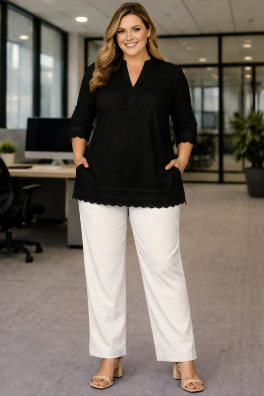 Off White Anti Wrinkle Kurti Pants