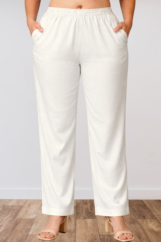 Off White Anti Wrinkle Kurti Pants
