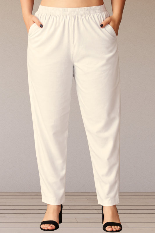 Off White Cotton Kurti Pant