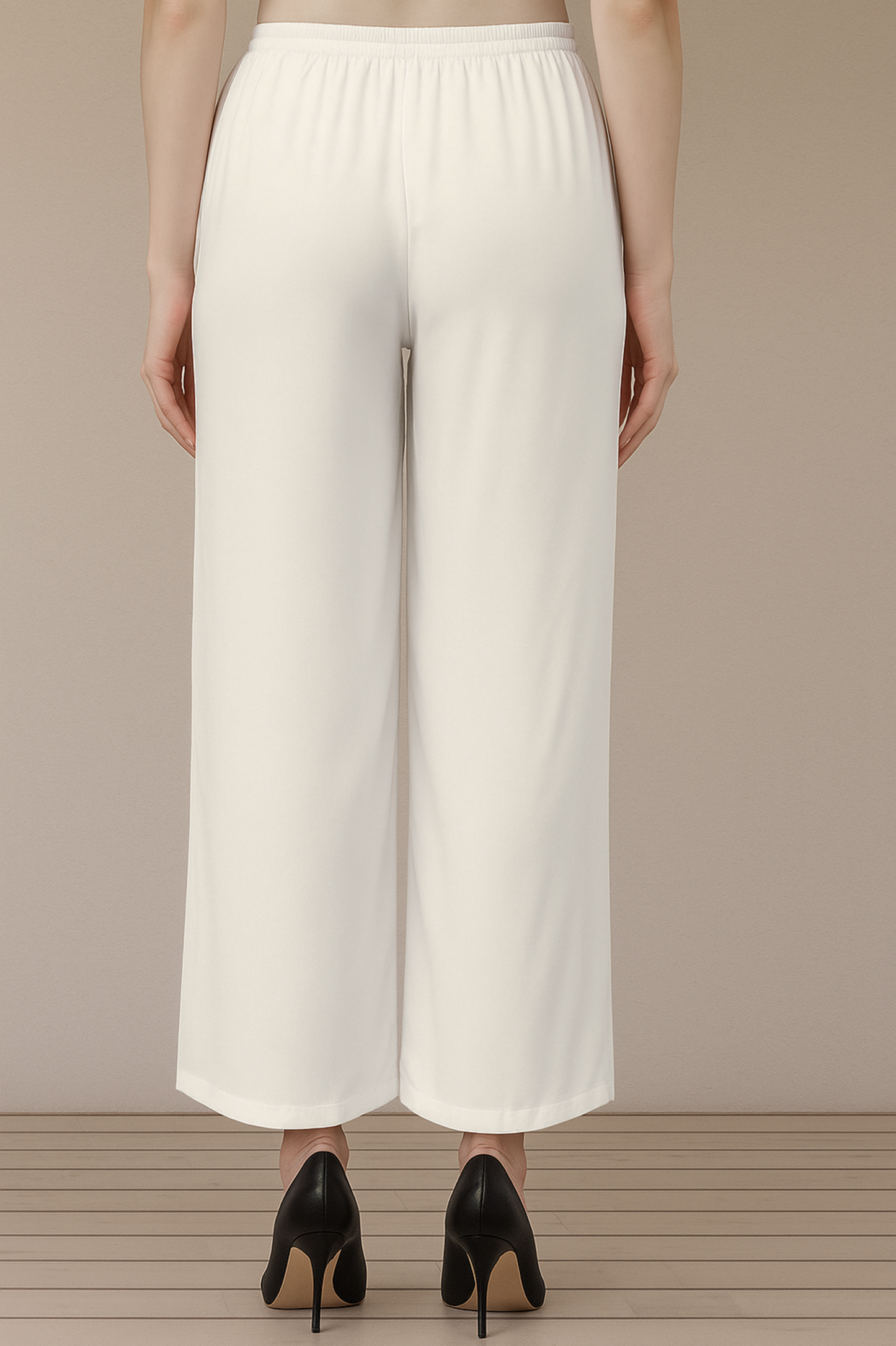 Off White Flared Palazzo Pant