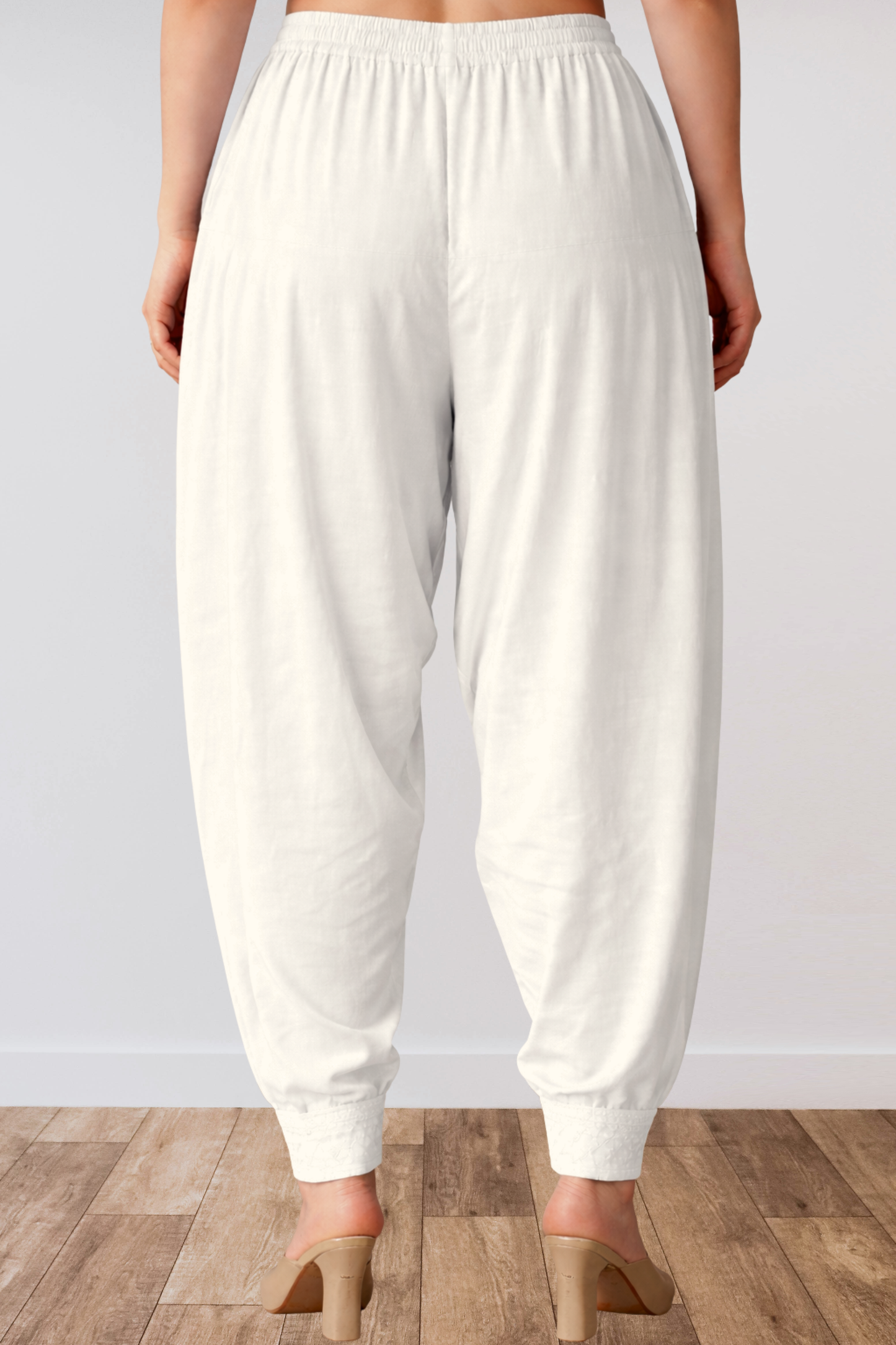Off White Anti Wrinkle Pleated Salwar