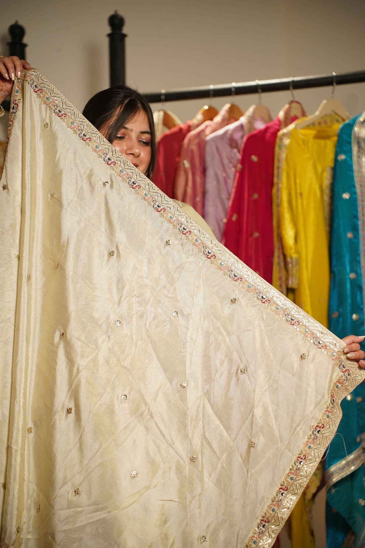 Zareen Ivory Tissue Zari Embroidered Lehenga Choli