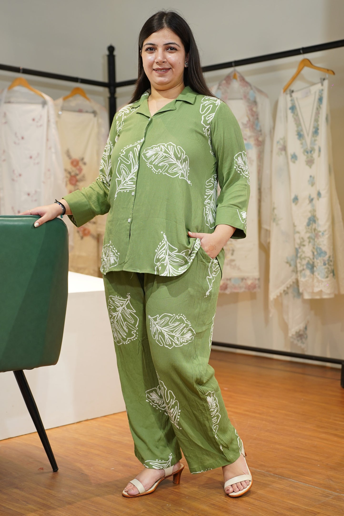 Olive Breeze Collared Co-ord Set