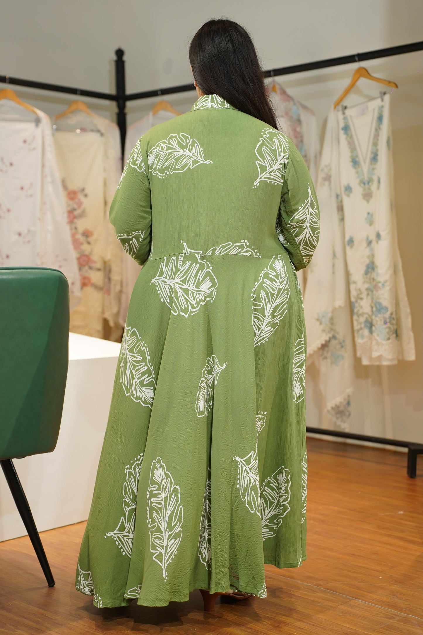 Olive Breeze Flared Maxi Dress