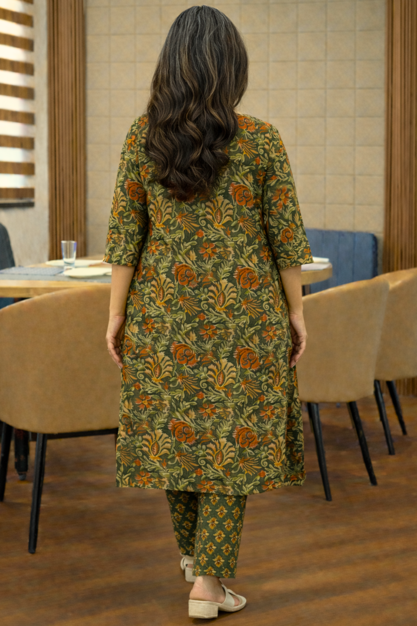 Henna Printed Kali Kurta With Cotton Pants