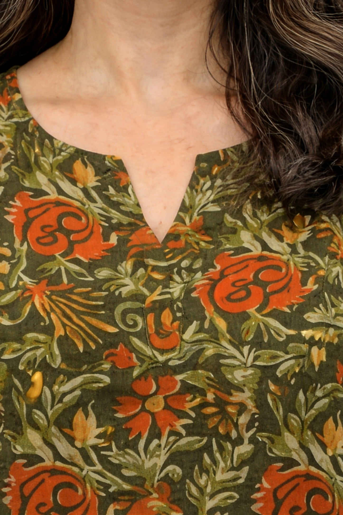 Henna Printed Kali Kurta With Cotton Pants