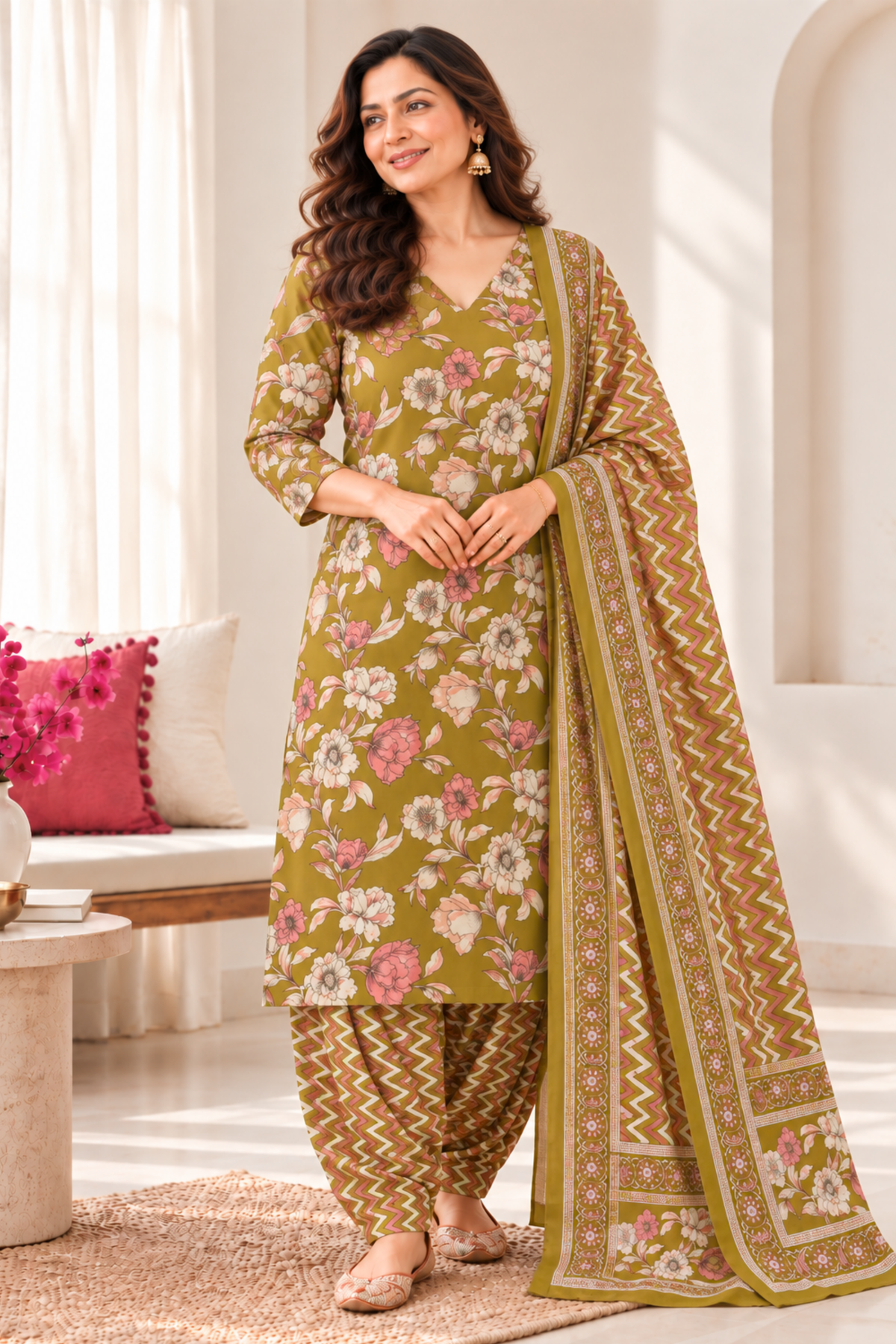Olive Imli Cotton Salwar Suit