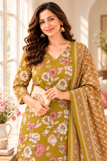 Olive Imli Cotton Salwar Suit