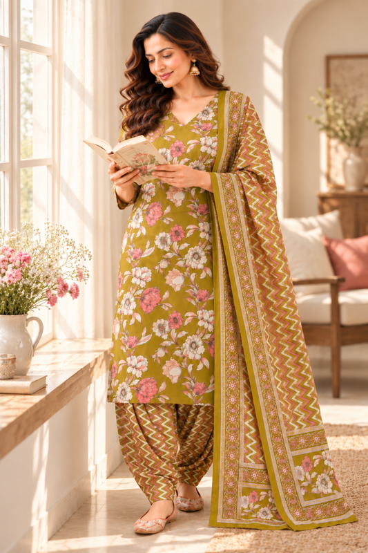 Olive Imli Cotton Salwar Suit
