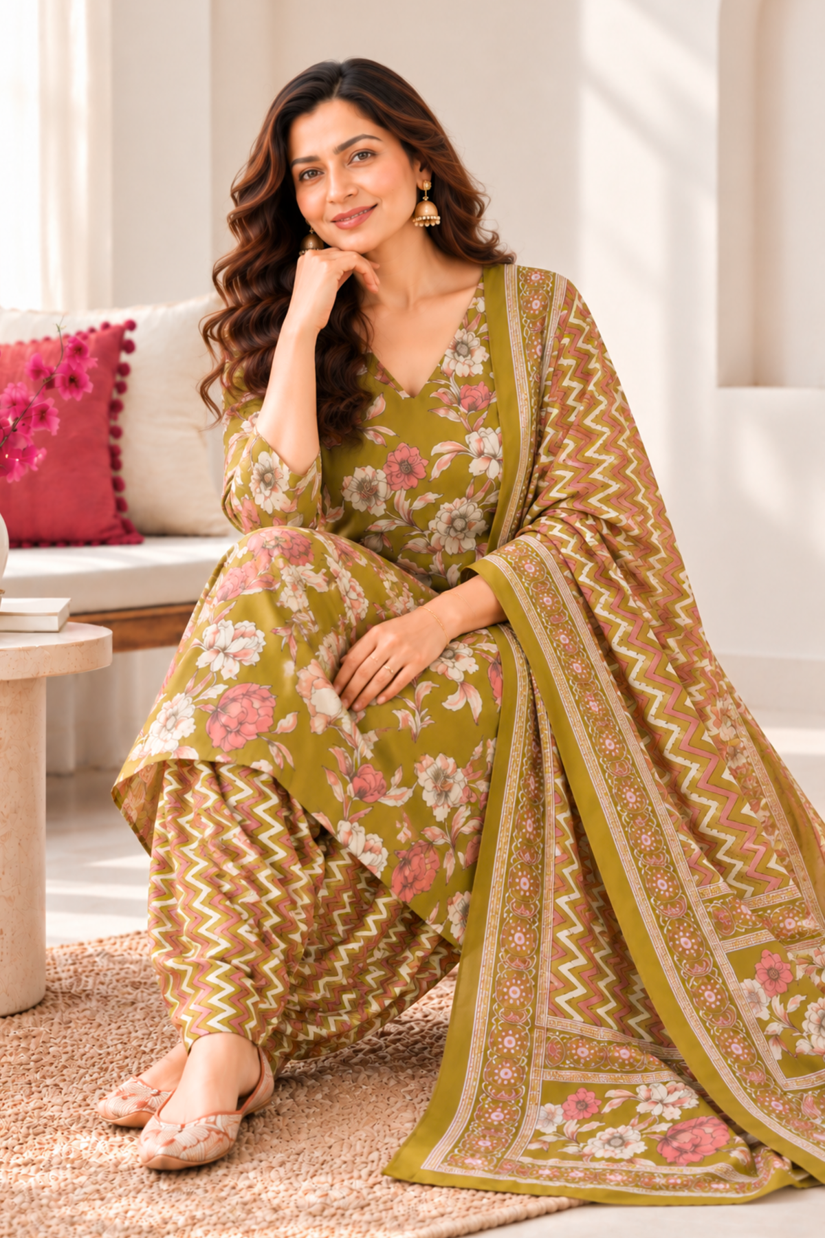 Olive Imli Cotton Salwar Suit