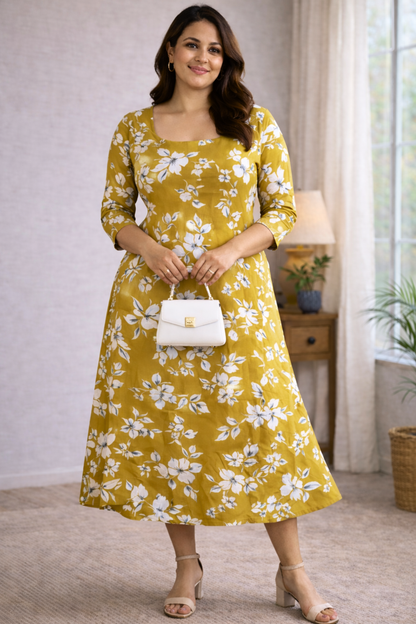 Sunlit Ochre Summer Dress With Pockets