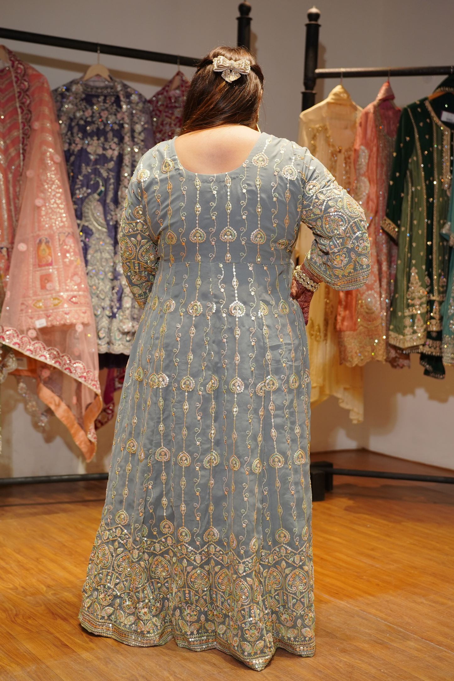 Opaline Mirage Embroidered Dress With Dupatta