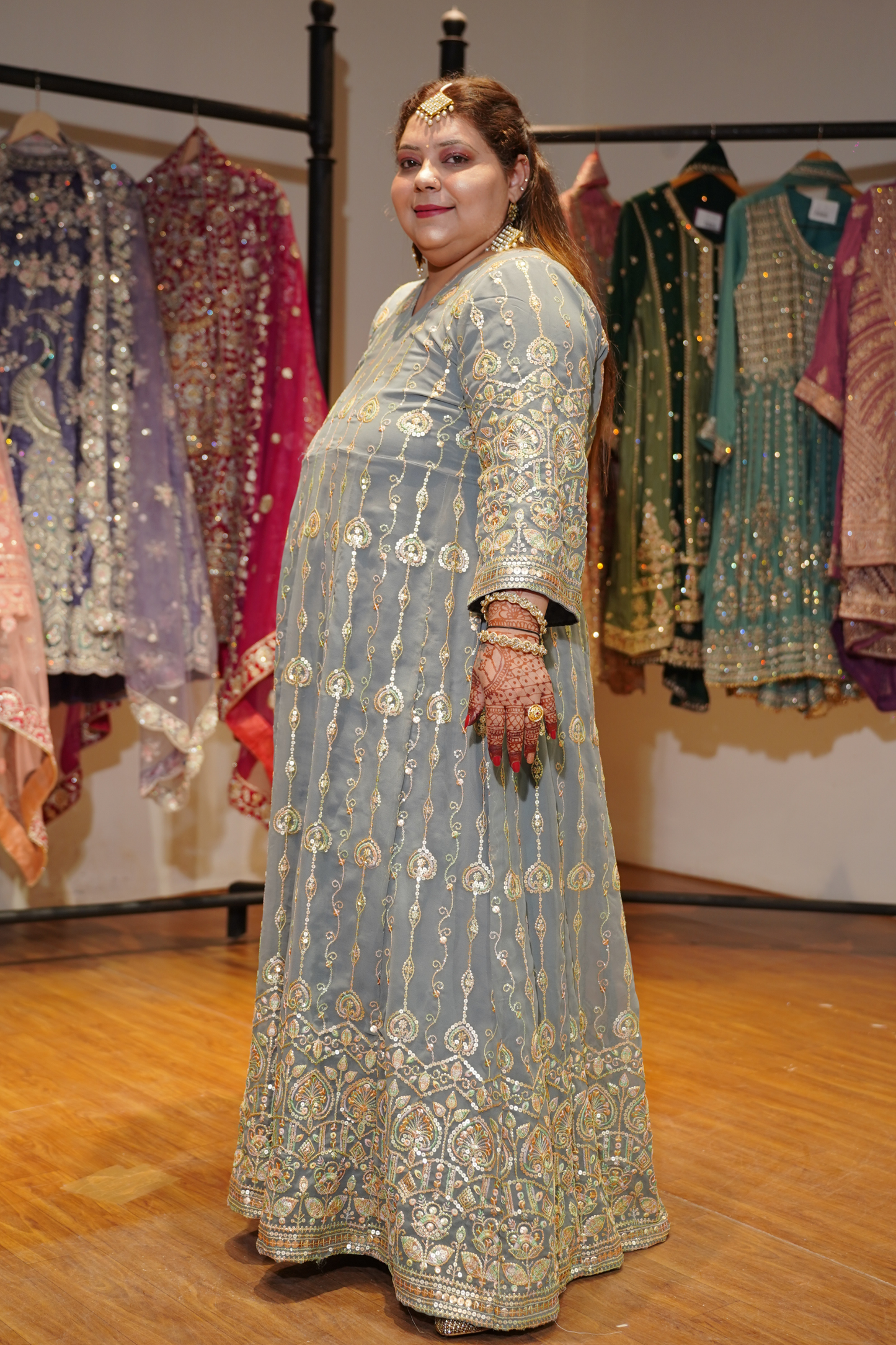 Opaline Mirage Embroidered Dress With Dupatta