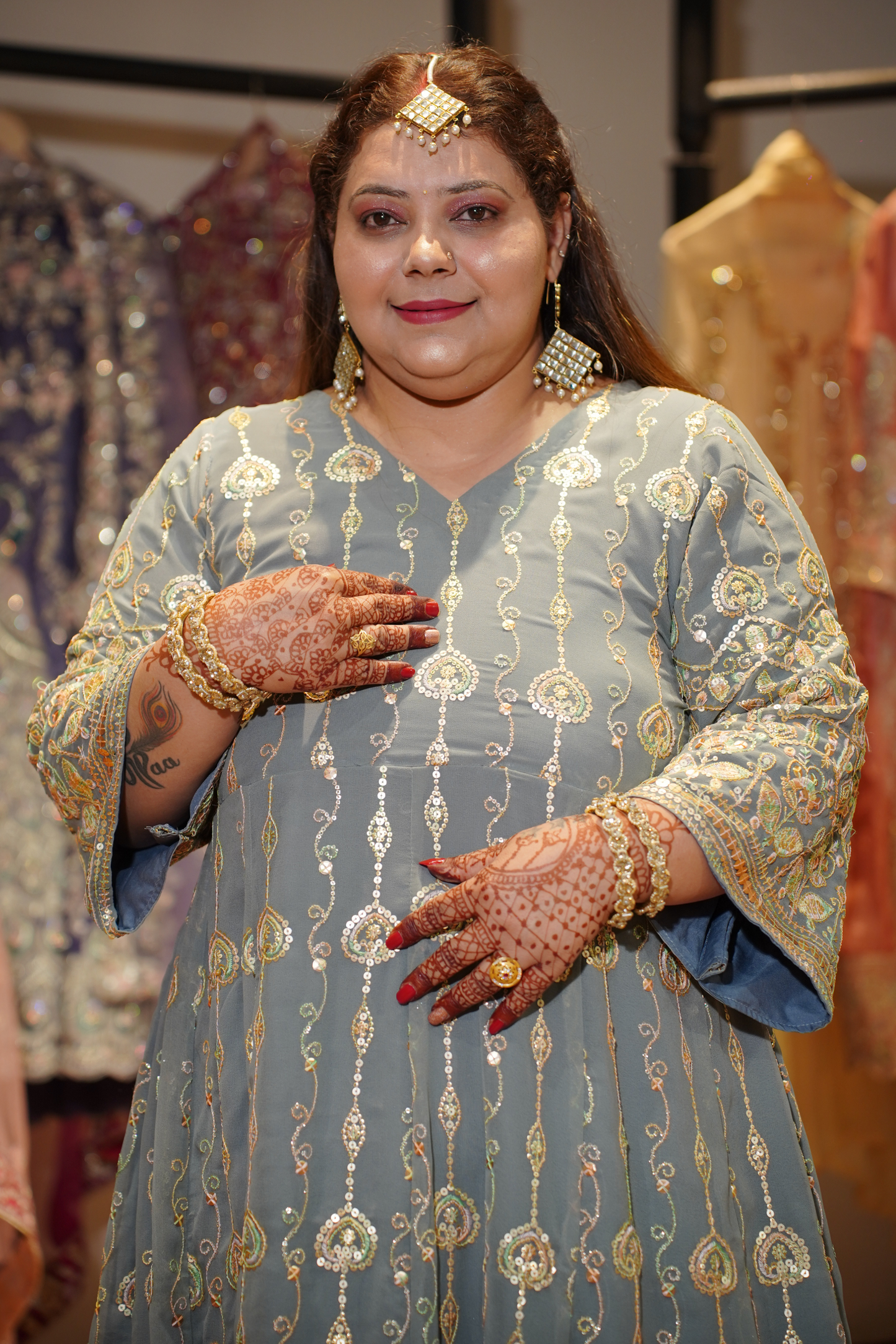 Opaline Mirage Embroidered Dress With Dupatta